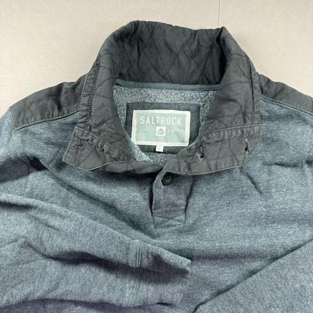 Saltrock 1988 Sweater Mens Large Button Neck 1/4 Gray Cozy Streetwear Gorpcore‎